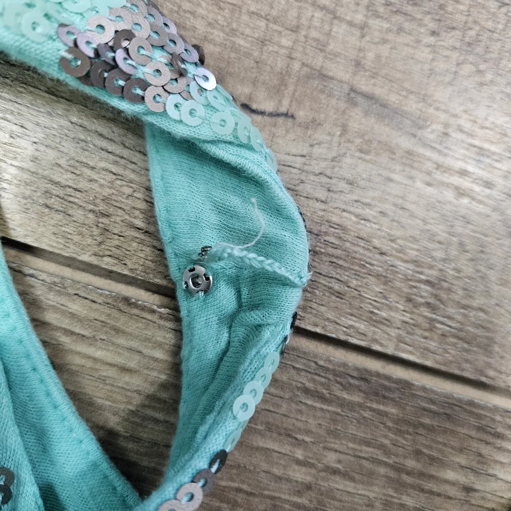 J. Crew‎ Mint Green Sequin Chevron Tank Top Sleeveless Scoop Neck Size M Casual